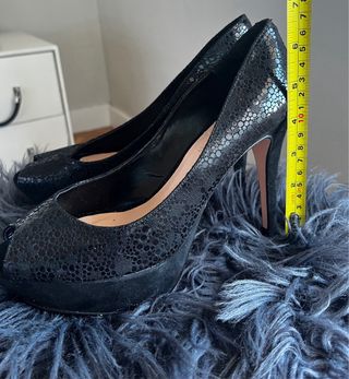 Zapatos de fiesta negros y plateados T37