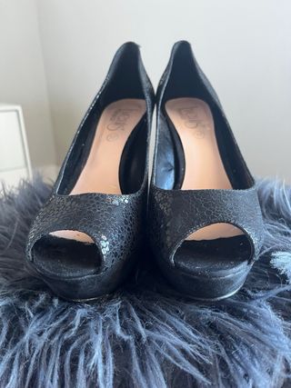 Zapatos de fiesta negros y plateados T37