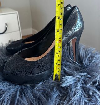 Zapatos de fiesta negros y plateados T37