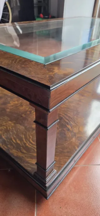 Mesa de centro de roble y cristal