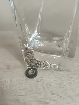 Jarrón italiano de cristal con detalles de plata