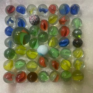 47 canicas cristal de colección, diversos tamaños