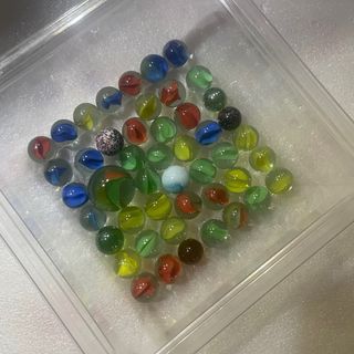 47 canicas cristal de colección, diversos tamaños