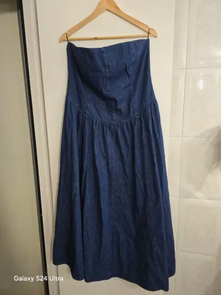 Vestido Zara azul sin tirantes