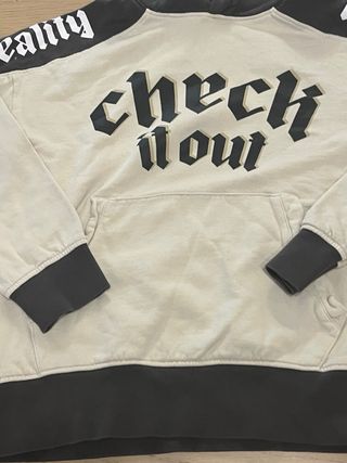 Felpa check it out beige e nera