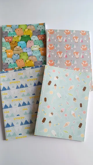 Lote 4 Cuadernos Diseño Animales y Dulces