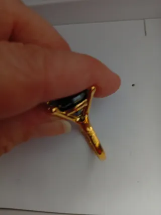 Anillo Plata Vermeil Tous Onix Negro y Dorado