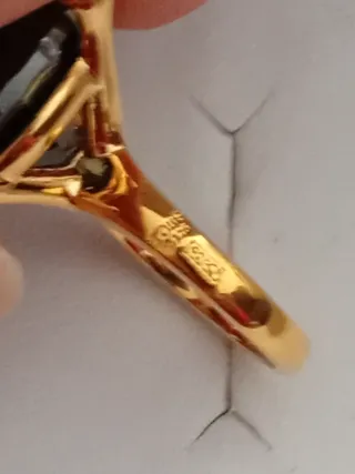 Anillo Plata Vermeil Tous Onix Negro y Dorado