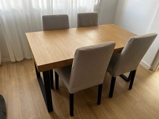 4 Sillas Comedor Ikea Bergmund Tela Madera