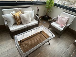 Conjunto Muebles Jardín Ratán y Cristal