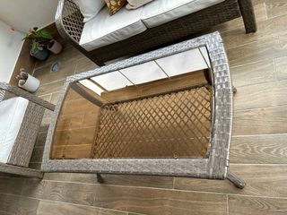 Conjunto Muebles Jardín Ratán y Cristal