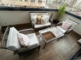 Conjunto Muebles Jardín Ratán y Cristal