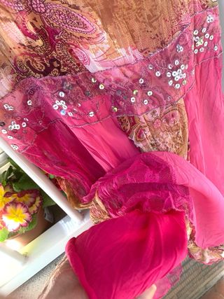 Top tirantes Ada Gatti fucsia lentejuelas L