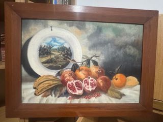 Cuadro Bodegón Frutas y Paisaje