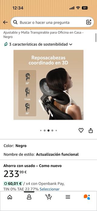 Silla Oficina Ergonómica SIHOO Negra Transpirable