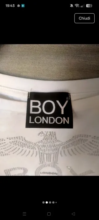 T-shirt Boy London bianca con strass