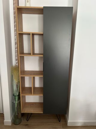 Estantería Melamina Negra y Madera