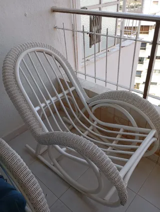 Mecedoras Bambú y Madera Azul/Blanco