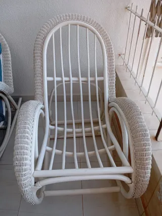 Mecedoras Bambú y Madera Azul/Blanco