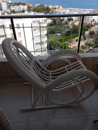 Mecedoras Bambú y Madera Azul/Blanco