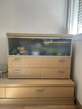 Mueble salón roble y blanco 270cm