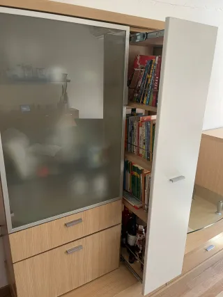 Mueble salón roble y blanco 270cm