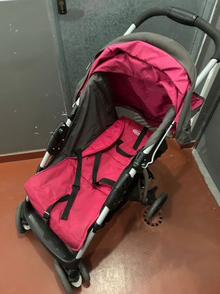 Silla de paseo bebé rosa y gris