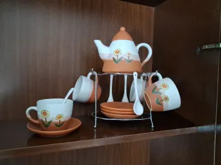 Juego de té/café cerámico rústico