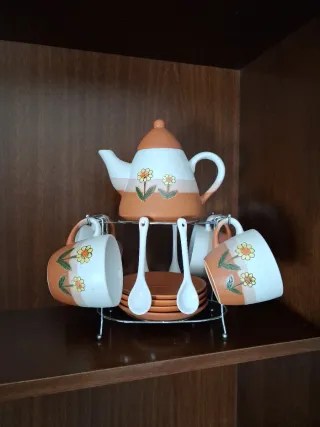 Juego de té/café cerámico rústico