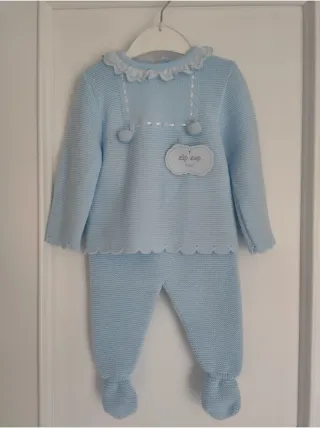Conjunto bebé de punto azul - 12m