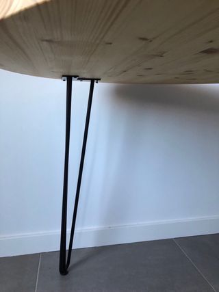 Mesa redonda madera y metal 90 diametro