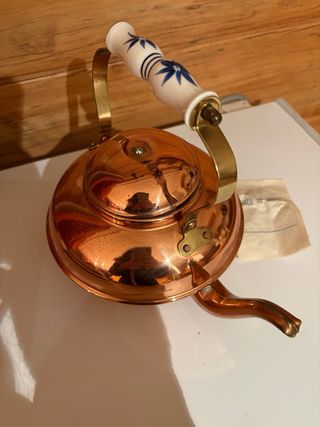Tetera Vintage Cobre y Cerámica