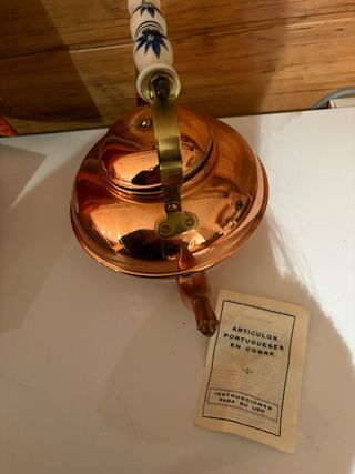Tetera Vintage Cobre y Cerámica
