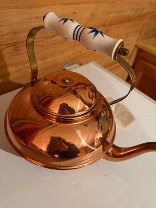 Tetera Vintage Cobre y Cerámica
