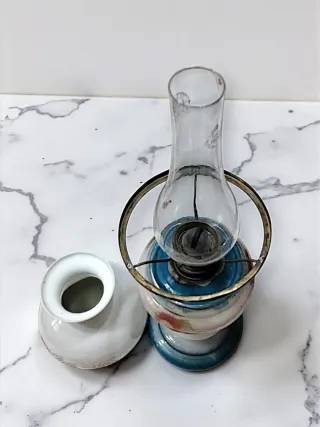 Lampada a cherosene Kosmos Brenner vetro opalino