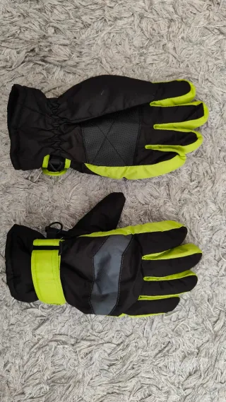 Guantes de esquí negros y verde lima Talla 4'5