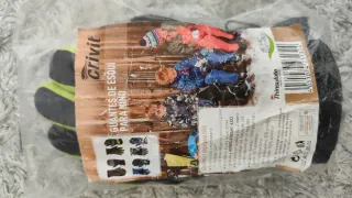 Guantes de esquí negros y verde lima Talla 4'5