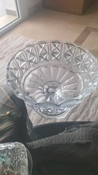 Juego cristal tallado, bombonera, cajita y frutero