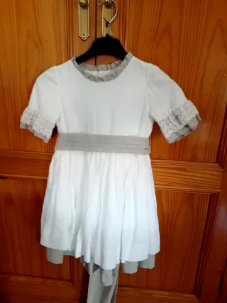 Vestido Niña Blanco y Gris