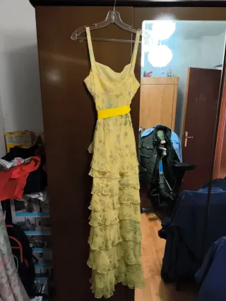 Vestido L'ALTAMODA Amarillo Flores Talla 42