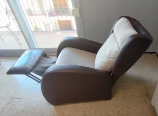 Butaca reclinable tela y piel