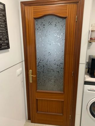 Puerta madera roble con cristal