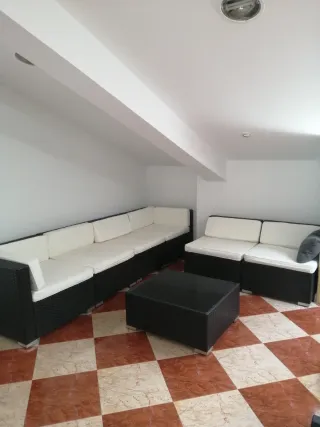 Conjunto Muebles Jardín Ratán Negro y Cristal