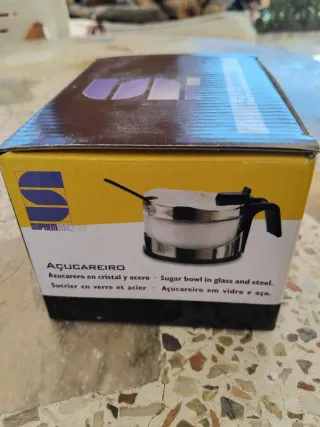 Azucarero de Vidrio y Acero Inoxidable supreminox