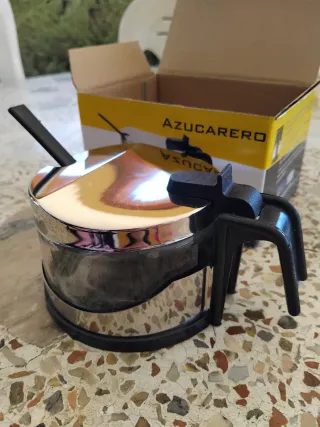 Azucarero de Vidrio y Acero Inoxidable supreminox