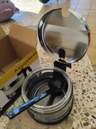 Azucarero de Vidrio y Acero Inoxidable supreminox