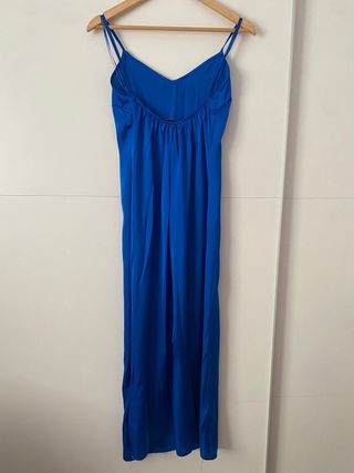 Vestido largo satinado azul