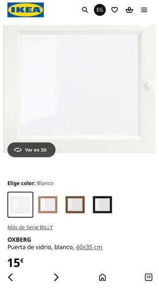 Armario Billy 80x28x237 con puerta cristal