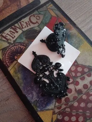 Pendientes Flamenca Sevillanas Faralaes Negros