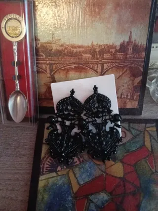Pendientes Flamenca Sevillanas Faralaes Negros